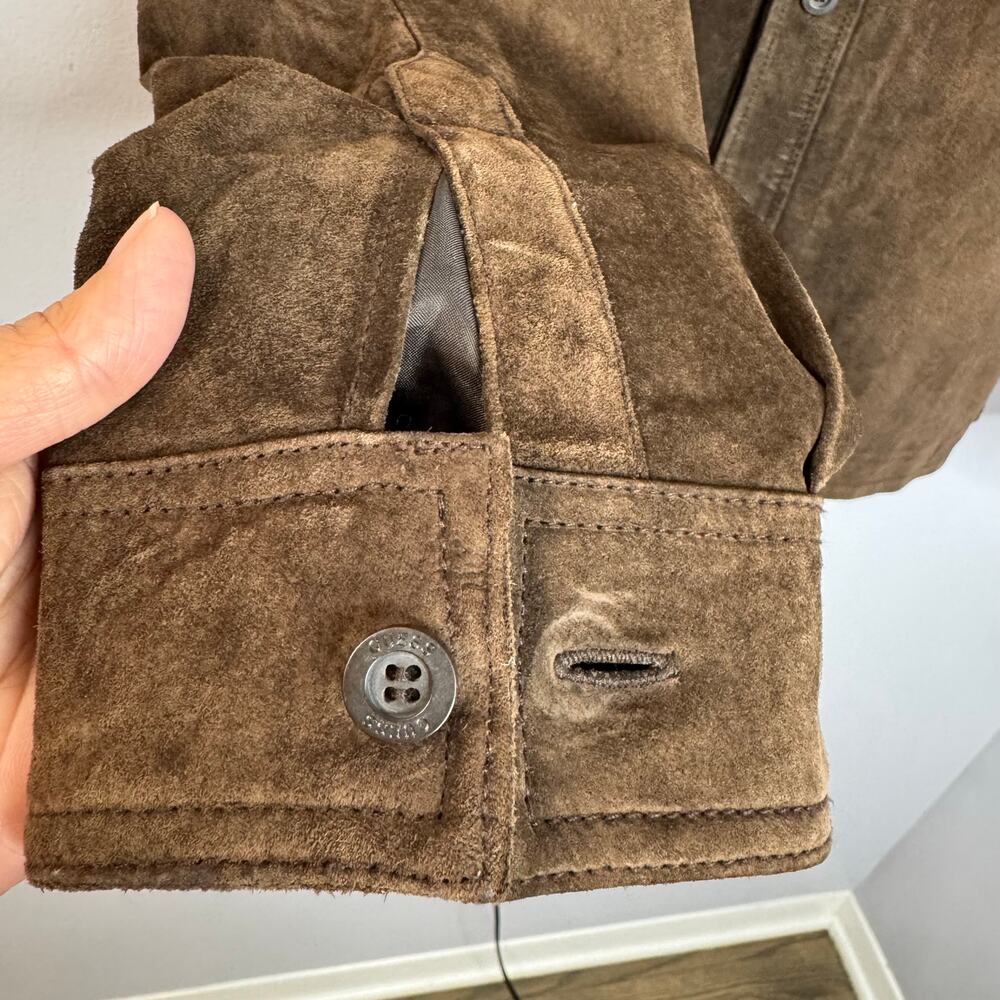 Guess Vintage Y2K Leather Suede Shirt Jacket Brown Men's M - Picture 6 of 12